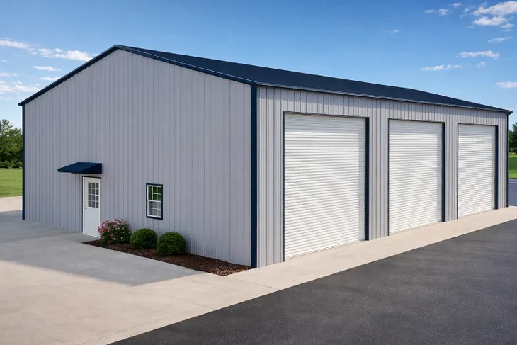Open metal carport for equipment storage
