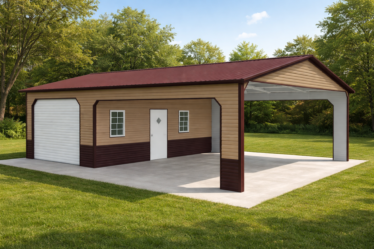 metal garage and carport combo unit with lean to steel building