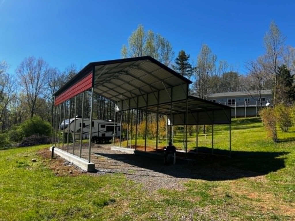 22x40x14 vertical roof rv cover with lean to