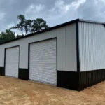 30x50x12 vertical roof garage with two 10x10 roll up doors