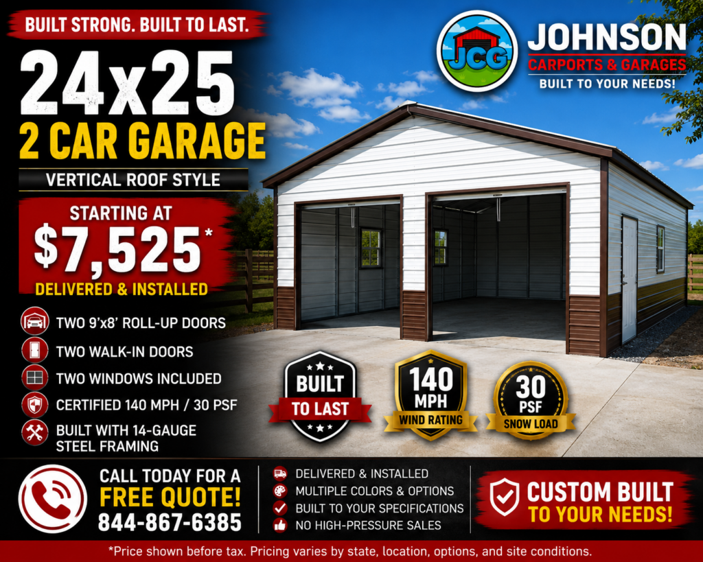 24x25 metal garage