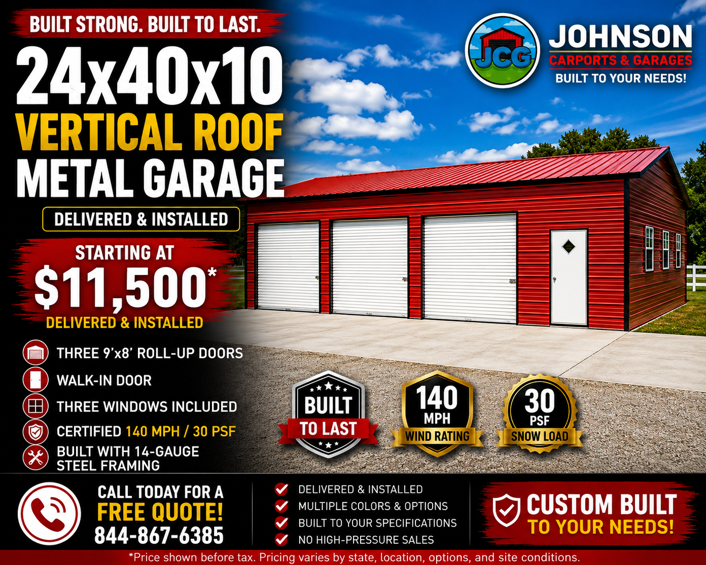 24x40x10 metal garage