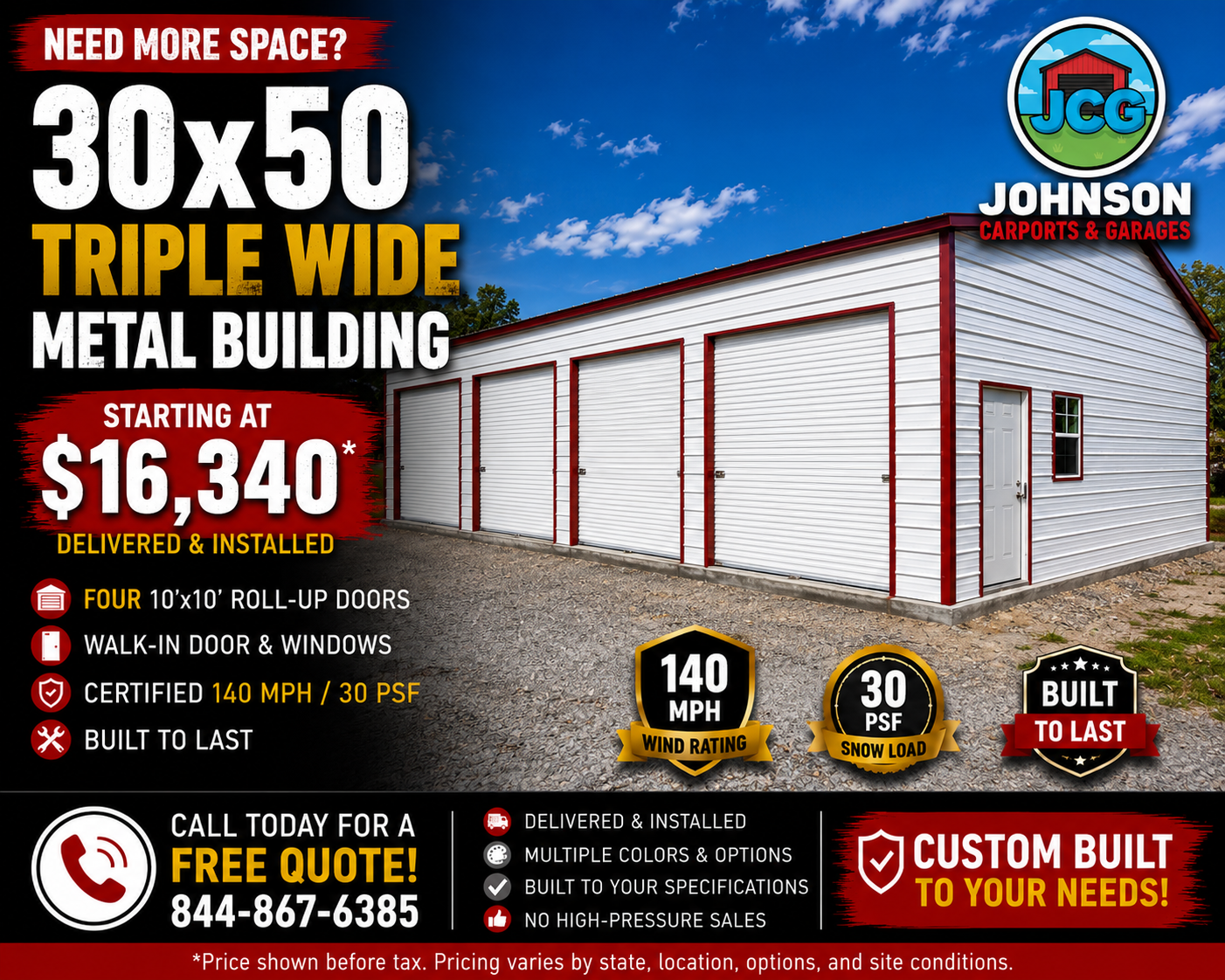 30x50 metal garage