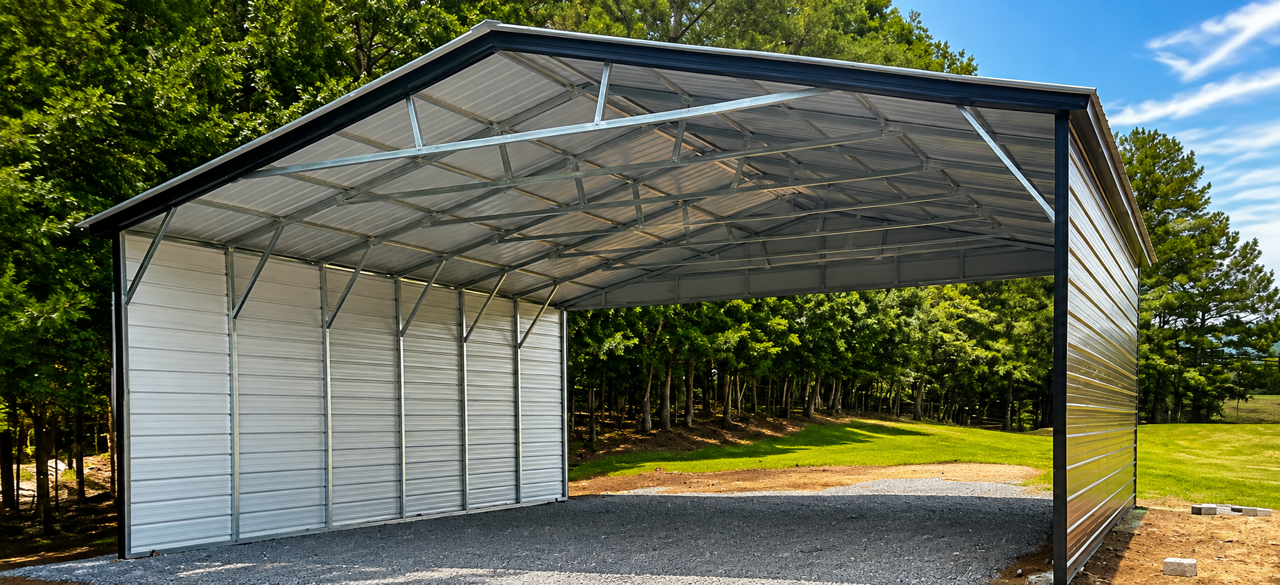 20x30 Carport with Both Sides Closed in Asheboro, North Carolina