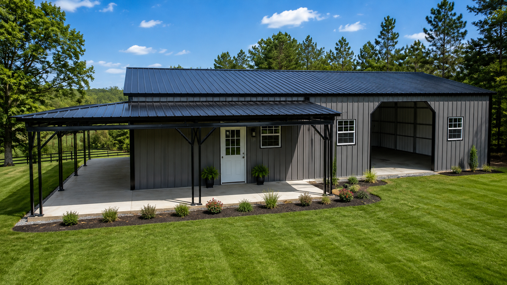 Barn dominium style steel building in Madison, North Carolina