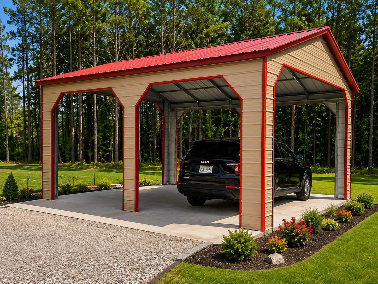 22x25 Metal Carport with Frame-outs in Troutman, North Carolina