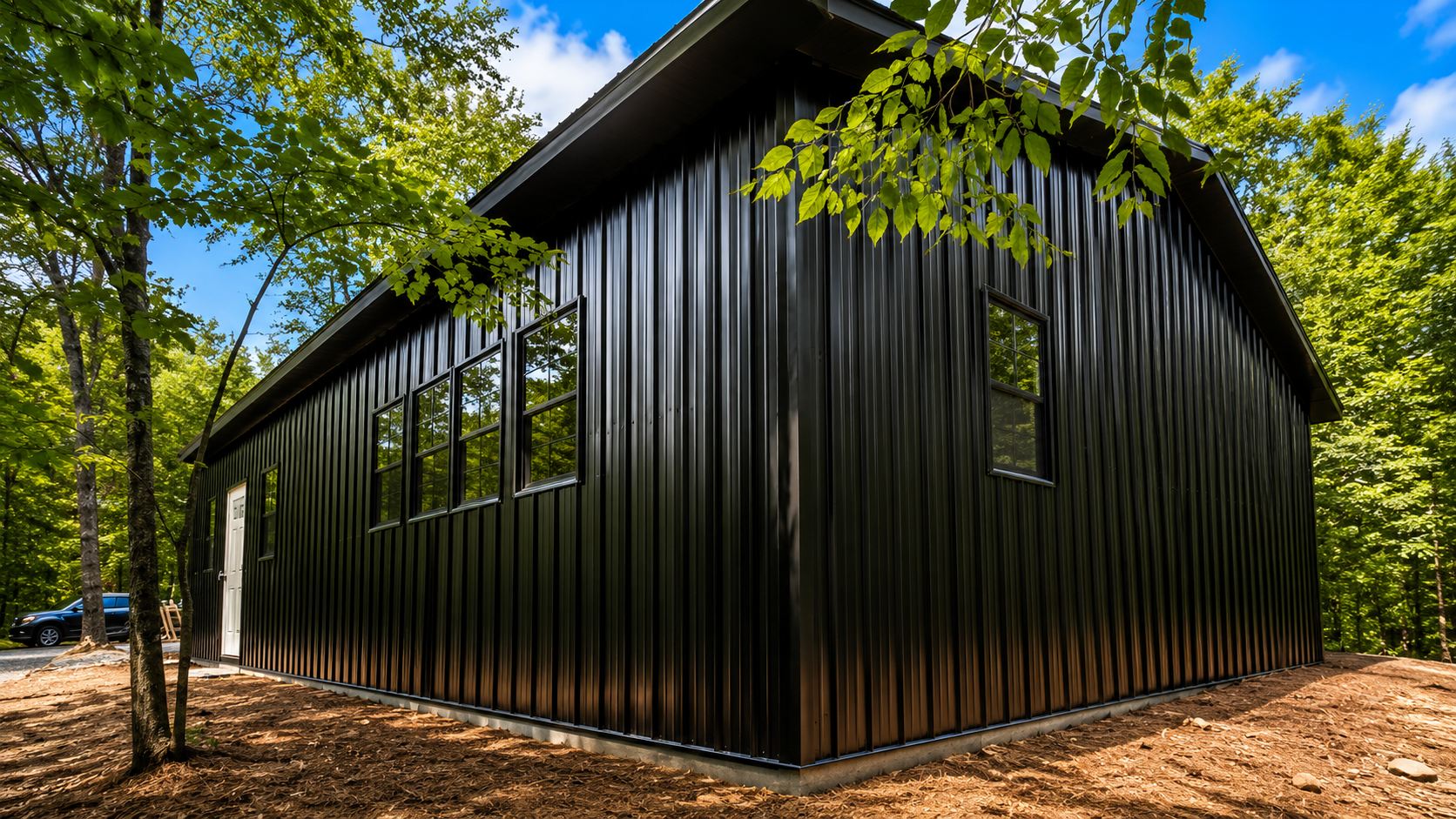 All black 24x40 Steel Building in Martinsville, Virginia