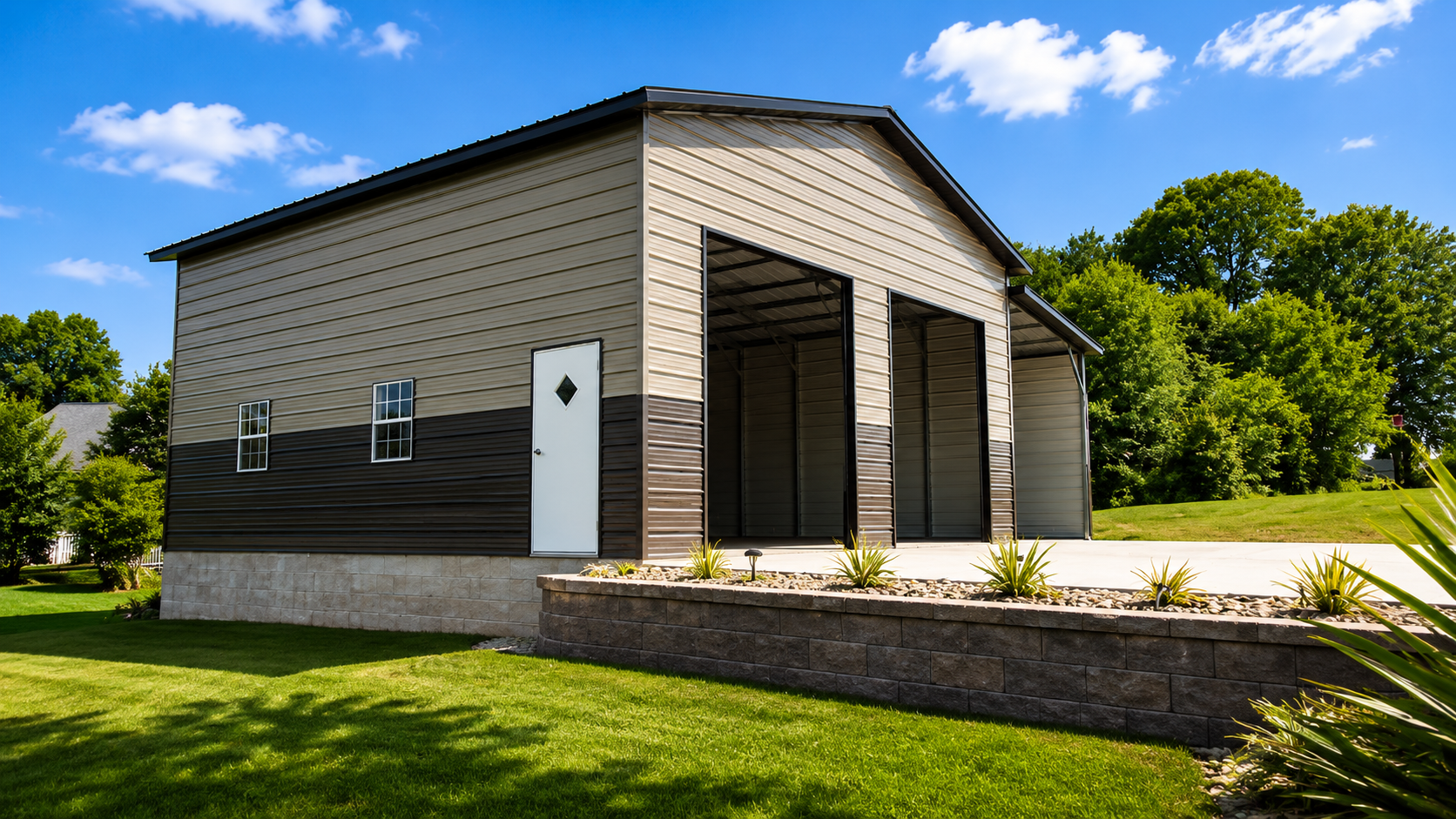 24x30 Steel Garage with Lean-to in Galax, Virginia
